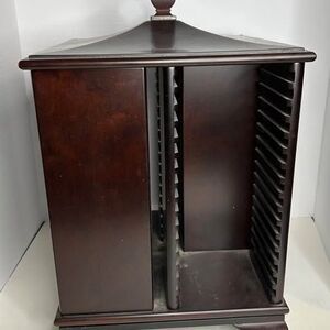 Bombay Company Cherry Finish Wood 64 CD/DVD Media Holder Carousel Storage Tower
